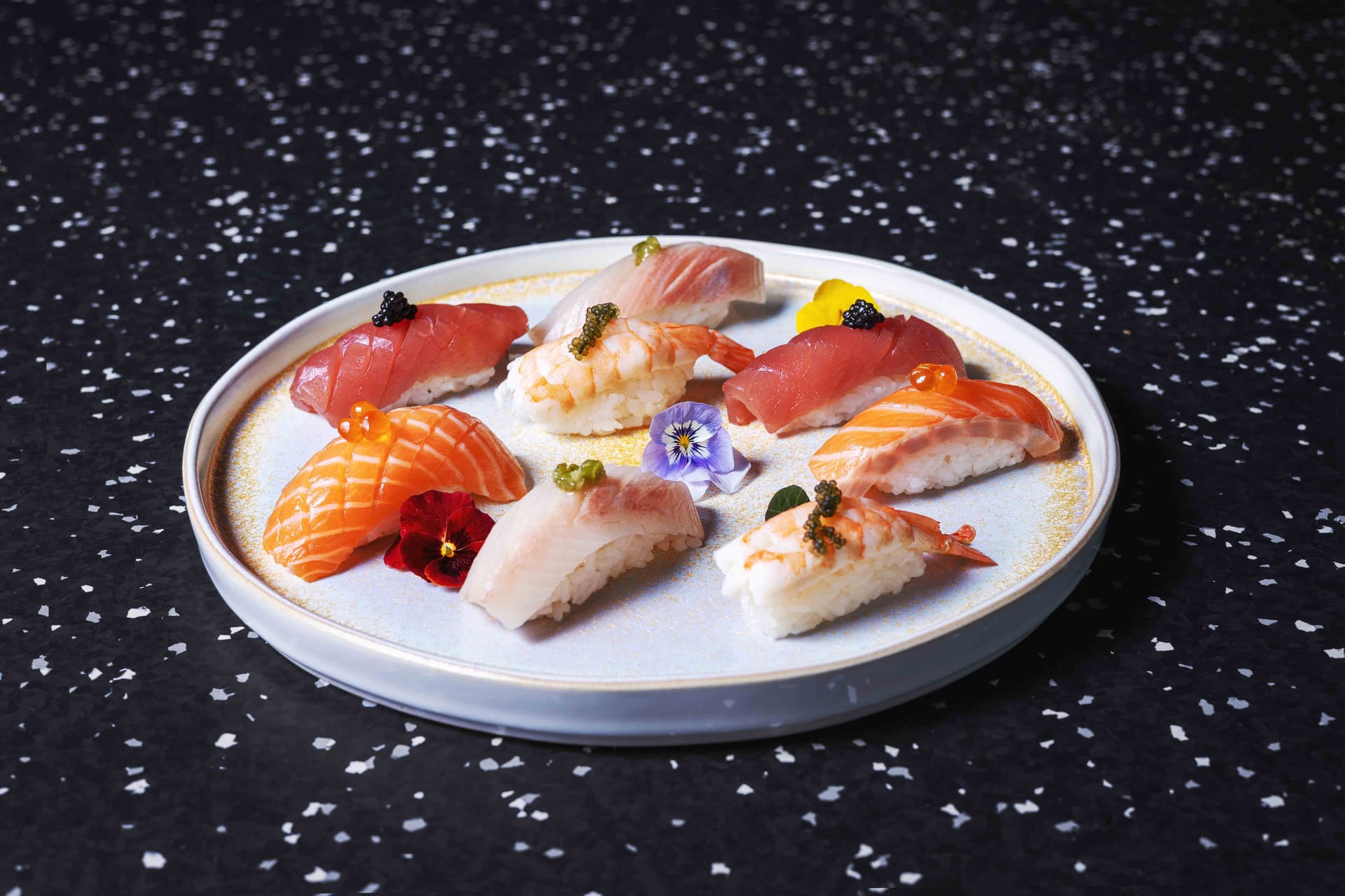 <p>Salmon, tuna, white fish, shrimp</p>