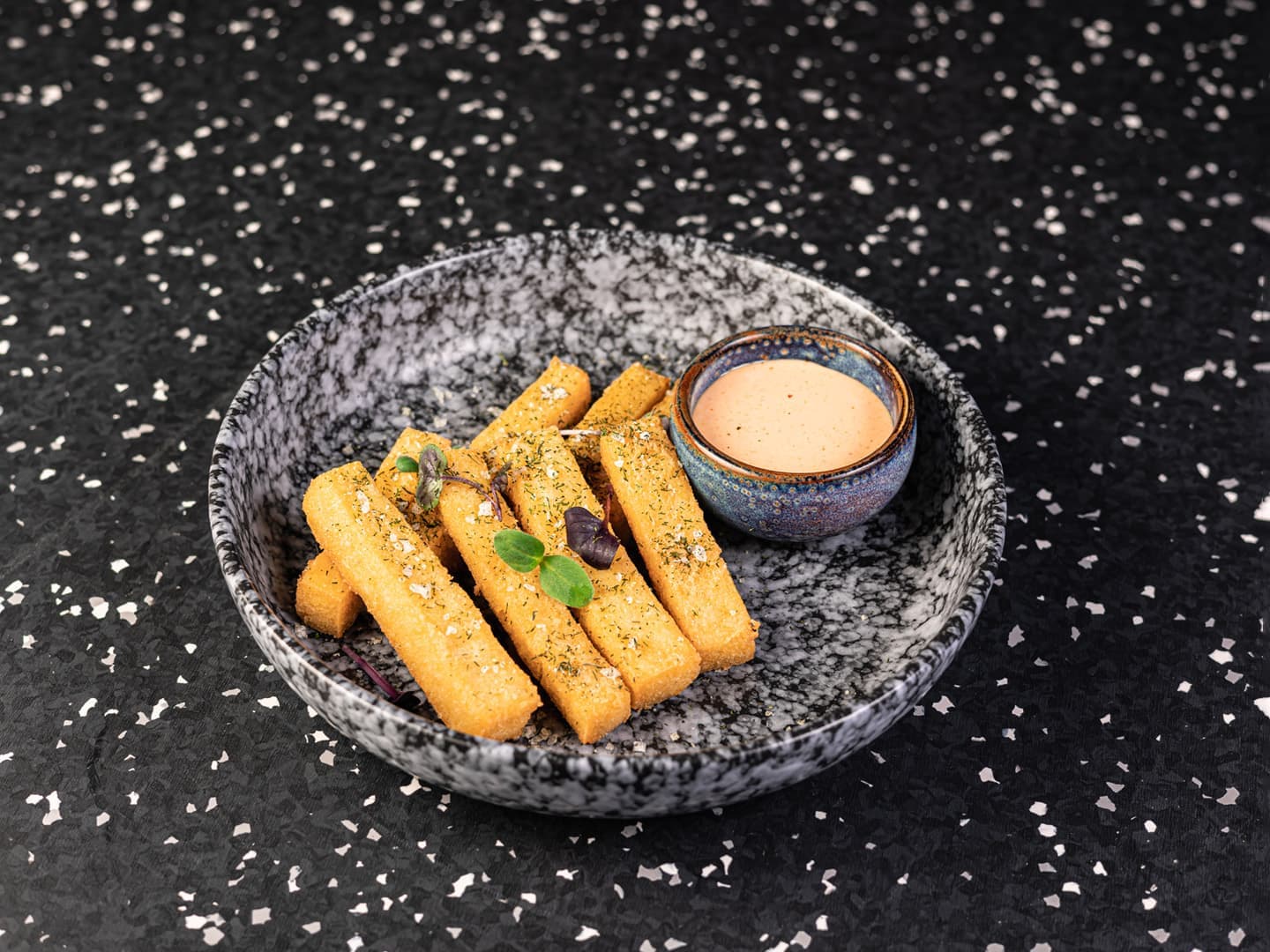 Chickpea fries, herb salt and sriracha mayonnaise