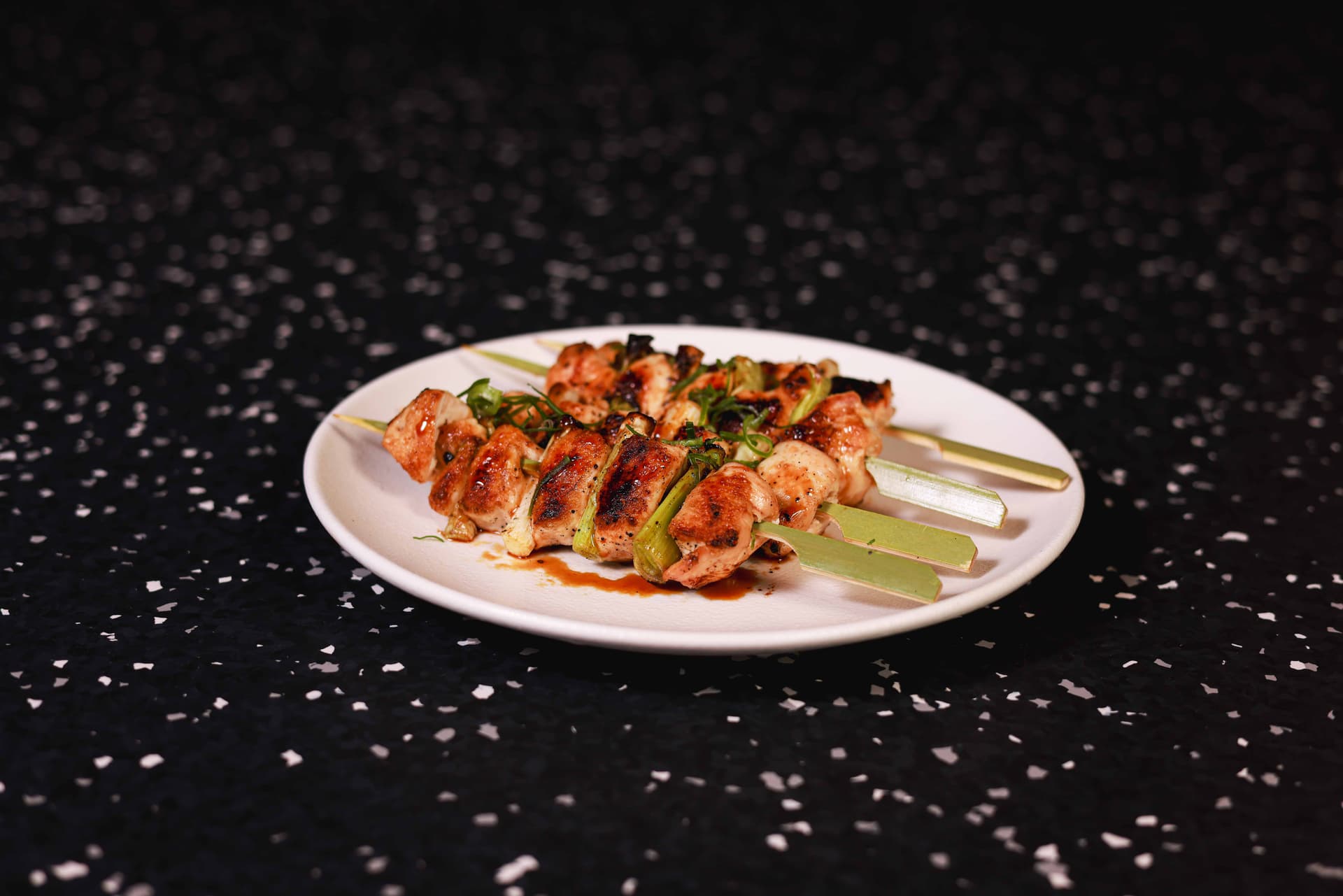 <p>Chicken filet, spring onions with yakitori sauce</p>