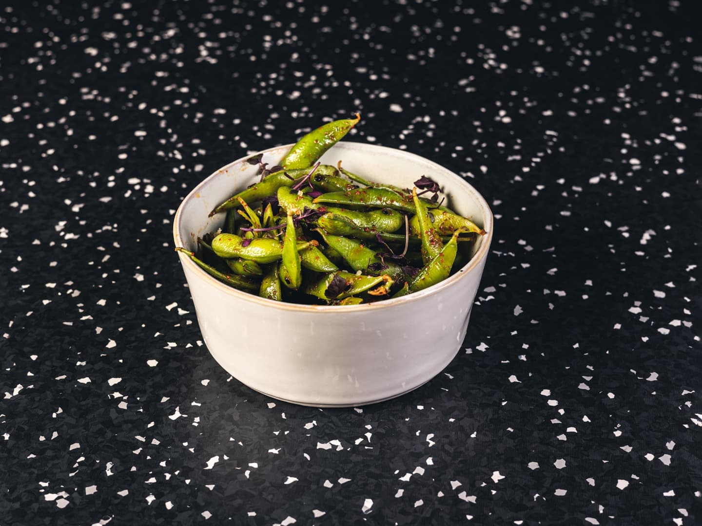 Warm salted edamame